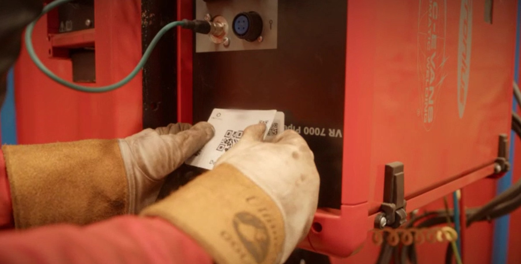 QR codes are used to tag and track production data. Image source: CRC Evans.