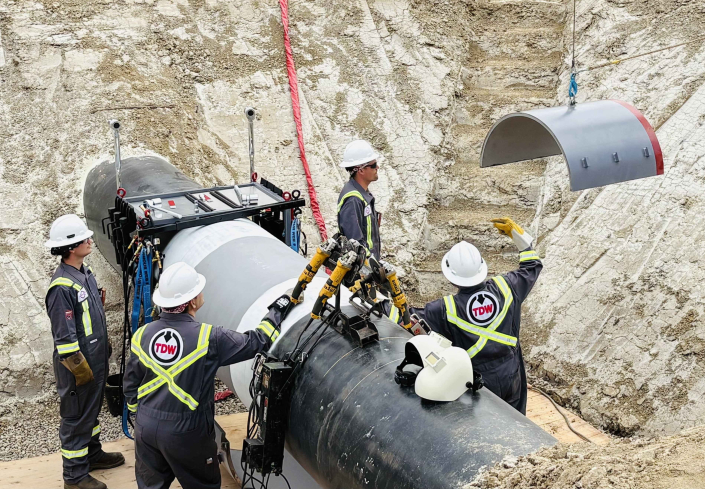 Large diameter top placement resized Petrosleeve installation