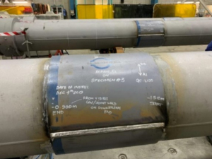 Petrosleeve installed on a pipe specimen.