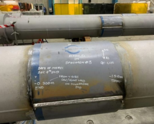 Petrosleeve installed on a pipe specimen.