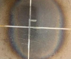 A simulated pipeline circumferential crack.